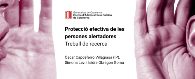 Informe EAPC sobre protección a personas alertadoras y whistleblowers en Cataluña